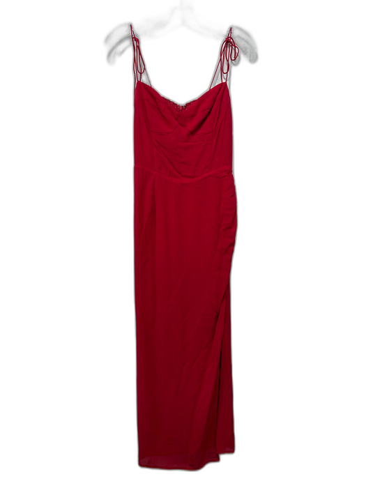 Reformation Size 4 Red Viscose Spaghetti Strap Tie Shoulder Shirred Back Dress Red / 4