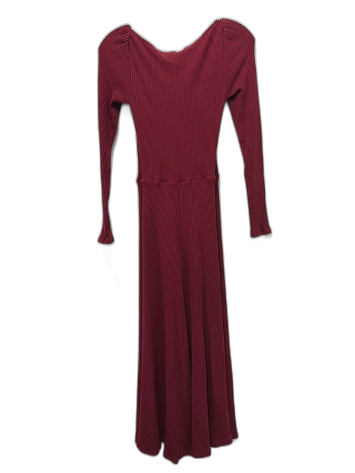 Reformation Size S Dark Red Lyocell blend Ribbed Knit Long Sleeve Dress Dark Red / S