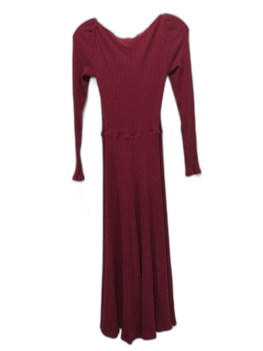 Reformation Size S Dark Red Lyocell blend Ribbed Knit Long Sleeve Dress Dark Red / S