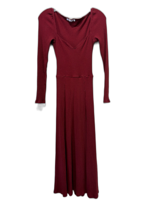 Reformation Size S Dark Red Lyocell blend Ribbed Knit Long Sleeve Dress Dark Red / S