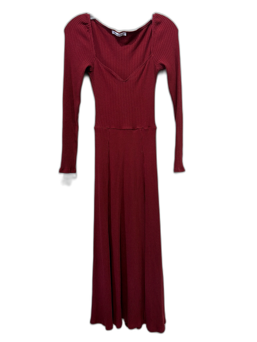 Reformation Size S Dark Red Lyocell blend Ribbed Knit Long Sleeve Dress Dark Red / S