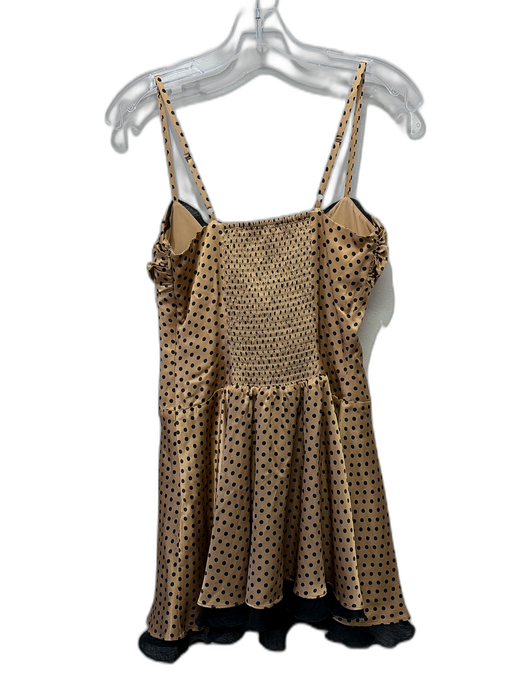 Reformation Size 2 Beige & Black Silk Polka Dots Spaghetti Strap Dress Beige & Black / 2