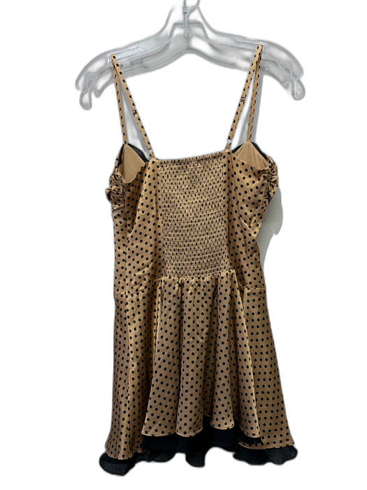 Reformation Size 2 Beige & Black Silk Polka Dots Spaghetti Strap Dress Beige & Black / 2