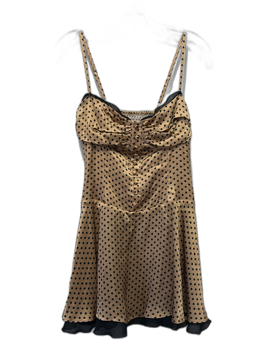Reformation Size 2 Beige & Black Silk Polka Dots Spaghetti Strap Dress Beige & Black / 2