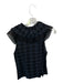 Doncaster Size 4 Black Nylon Embroidered Ruffle Collar short sleeve Top Black / 4