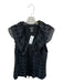 Doncaster Size 4 Black Nylon Embroidered Ruffle Collar short sleeve Top Black / 4