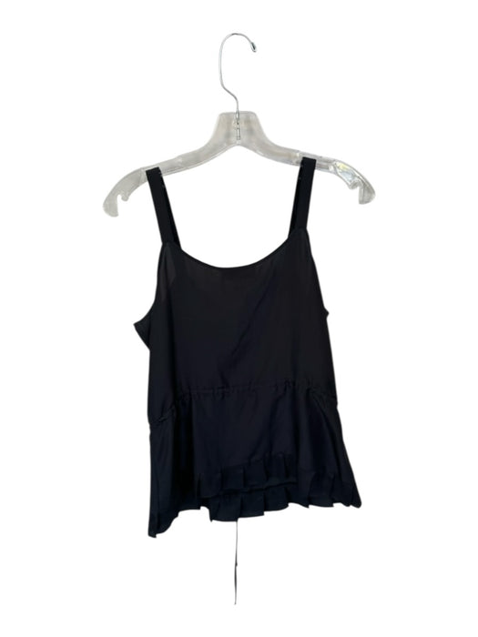 Doncaster Size Small Black Silk Ruffle Hook & Button Tank Top Drawstring Top Black / Small