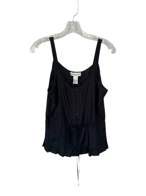 Doncaster Size Small Black Silk Ruffle Hook & Button Tank Top Drawstring Top Black / Small