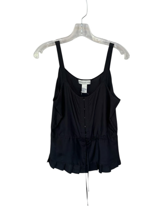 Doncaster Size Small Black Silk Ruffle Hook & Button Tank Top Drawstring Top Black / Small
