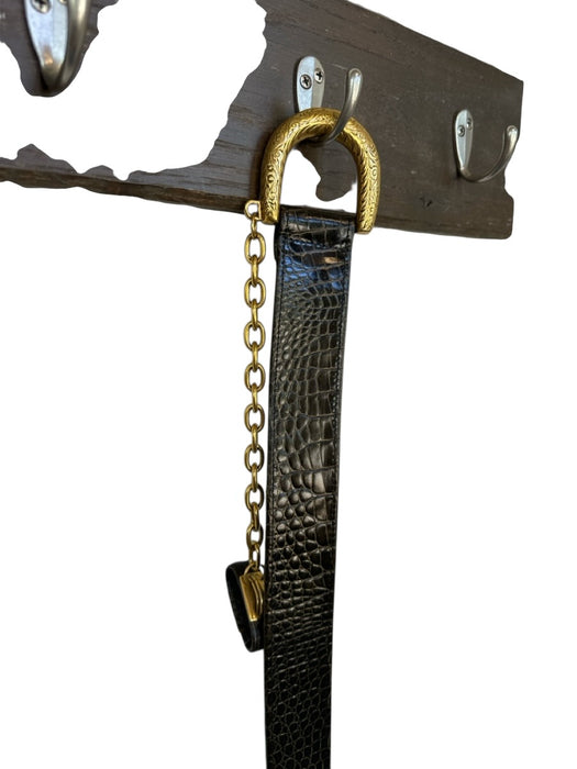 Carlisle Brown & Gold Gold Hardware Chain Detail Snake Skin Belts Brown & Gold / Small