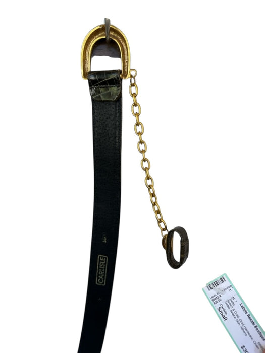 Carlisle Brown & Gold Gold Hardware Chain Detail Snake Skin Belts Brown & Gold / Small