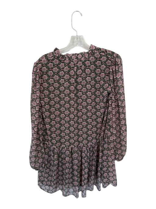 Molly Bracken Size XS Green & Pink Polyester Long Balloon Sleeve Flowers Dress Green & Pink / XS