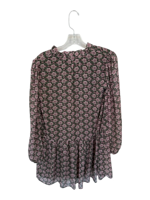Molly Bracken Size XS Green & Pink Polyester Long Balloon Sleeve Flowers Dress Green & Pink / XS