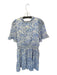 Joy Joy Size M White & Blue Polyester Short Sleeve Flowers Elastic Waist Dress White & Blue / M