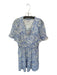 Joy Joy Size M White & Blue Polyester Short Sleeve Flowers Elastic Waist Dress White & Blue / M