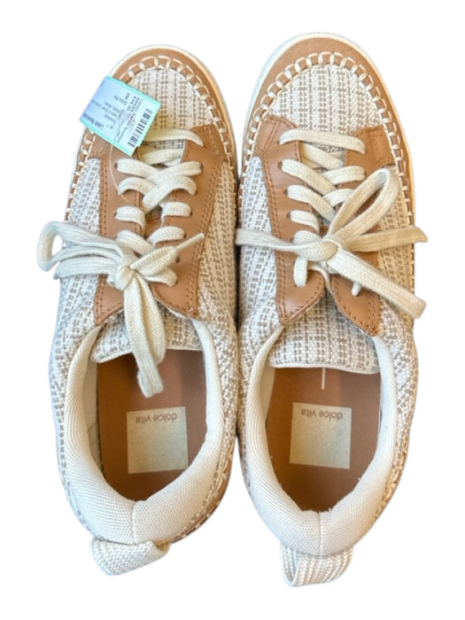 Dolce Vita Shoe Size 8 Cream & Brown Canvas & Leather Knit Athletic Sneakers Cream & Brown / 8