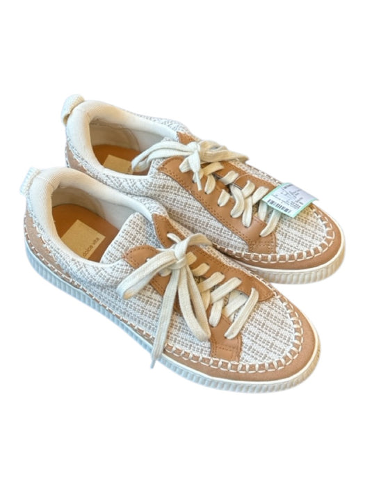 Dolce Vita Shoe Size 8 Cream & Brown Canvas & Leather Knit Athletic Sneakers Cream & Brown / 8