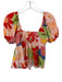 Entro Size M Red & Multi Polyester V Neck Floral Puff Sleeve Flowy Top Red & Multi / M