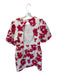 Entro Size L White & Magenta Polyester Short Balloon Sleeve Jaquard Dress White & Magenta / L