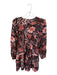 Meet me in Santorini Size XS Black & Peach Rayon Long Sleeve Botanical Dress Black & Peach / XS