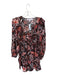 Meet me in Santorini Size XS Black & Peach Rayon Long Sleeve Botanical Dress Black & Peach / XS