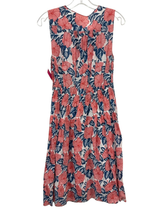 Roller Rabbit Size M Pink, Blue, White Viscose & Cotton floral print Midi Dress Pink, Blue, White / M