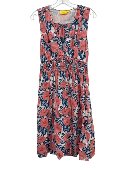 Roller Rabbit Size M Pink, Blue, White Viscose & Cotton floral print Midi Dress Pink, Blue, White / M