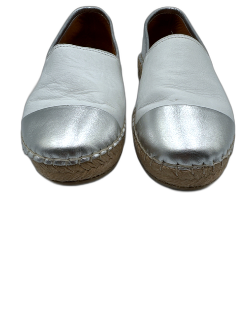 Ancient Shoe Size 37 White & Silver Leather Upper Metallic Detail Espadrille White & Silver / 37