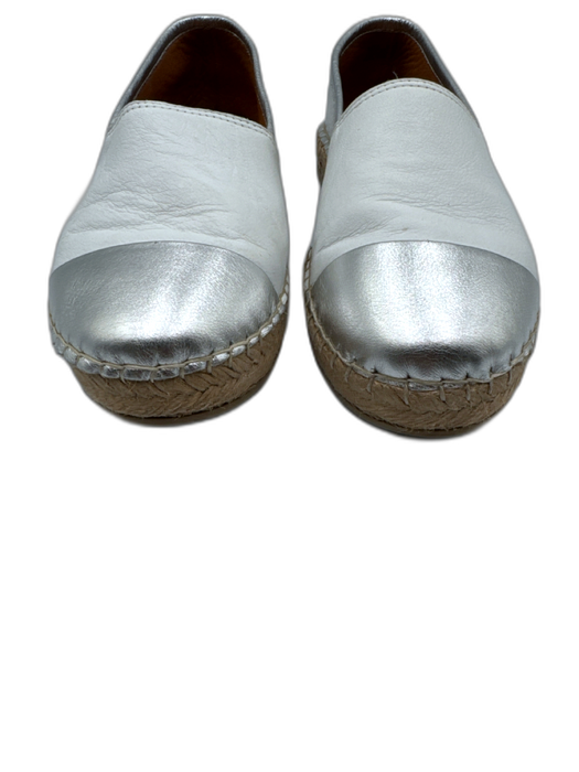 Ancient Shoe Size 37 White & Silver Leather Upper Metallic Detail Espadrille White & Silver / 37