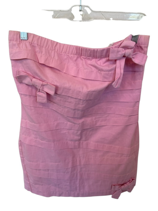 Storia Size M Baby Pink Cotton Strapless Pleated Bows Back Zip Dress Baby Pink / M