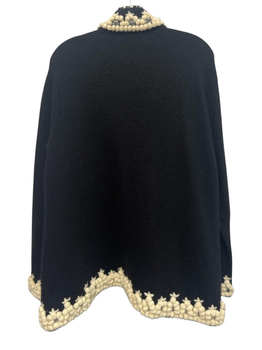 Oscar Oscar de la Renta Size Est M Black & White Wool Embroidered Design Coat Black & White / Est M