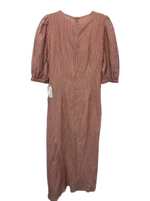 Zara Size S Pink & Black Lyocell blend Grid Print Scrunched Ruched Dress Pink & Black / S