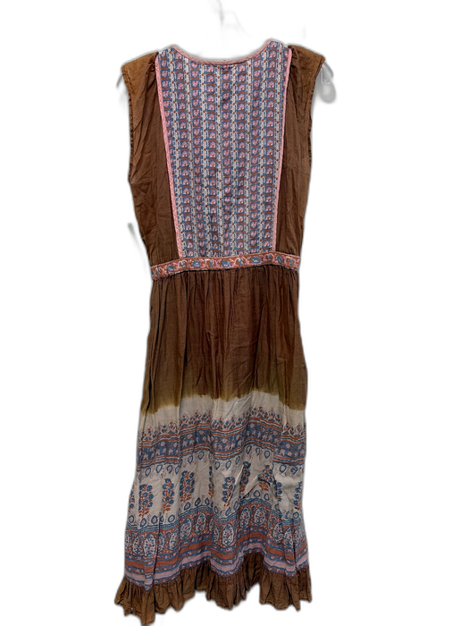 Ulla Johnson Size 6 Brown, Pink & Blue Cotton Floral Dip dye Sleeveless Dress Brown, Pink & Blue / 6
