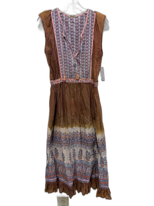 Ulla Johnson Size 6 Brown, Pink & Blue Cotton Floral Dip dye Sleeveless Dress Brown, Pink & Blue / 6