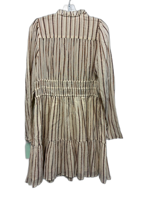Ulla Johnson Size 10 Cream White, Brown & Navy Blue Cotton Blend Striped Dress Cream White, Brown & Navy Blue / 10