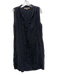 Flax Size S Black & Navy Blue Linen Striped Sleeveless V Neck Pocketed Dress Black & Navy Blue / S
