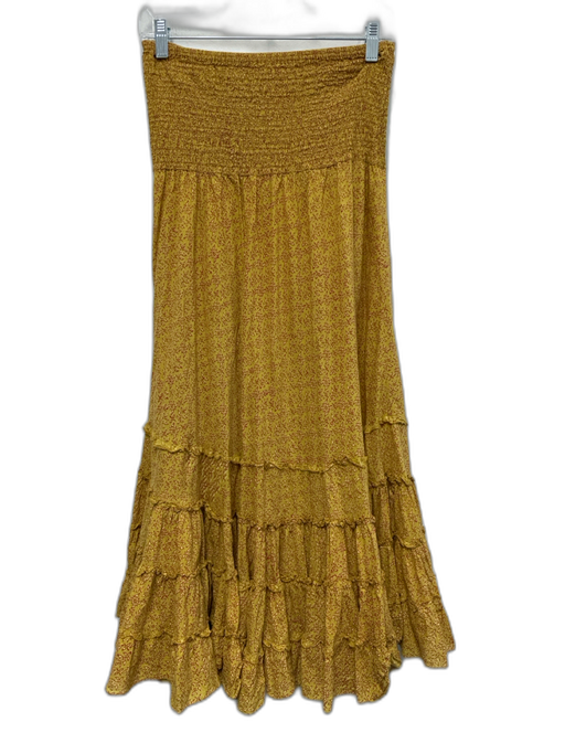 Trade Cloth Size Est L Yellow & red Cotton Abstract Print Shirred Waist Skirt Yellow & red / Est L