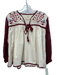 Carolina K Size S Cream White & Burgundy Red Cotton Crochet Detail Top Cream White & Burgundy Red / S