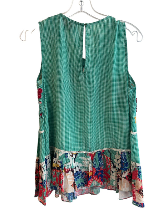 Bhanuni by Jyoti Size S Green Viscose Sleeveless Embroidered Detail Key hole Top Green / S