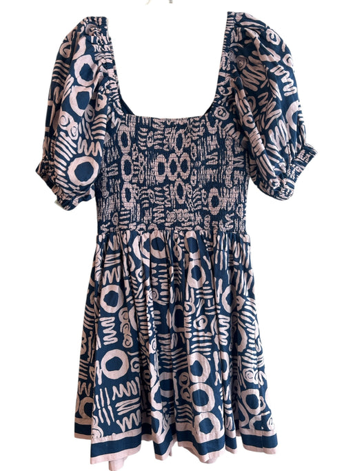 Cleobella Size S Blue & Purple Cotton Short Sleeve Off the Shoulder V Neck Dress Blue & Purple / S
