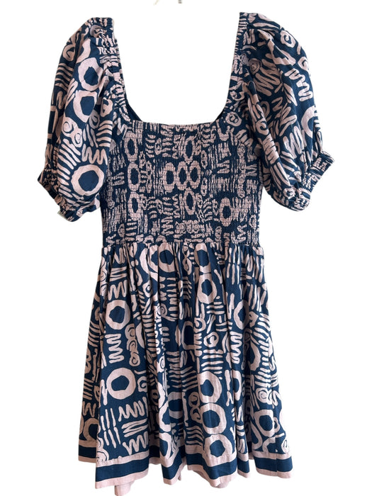 Cleobella Size S Blue & Purple Cotton Short Sleeve Off the Shoulder V Neck Dress Blue & Purple / S