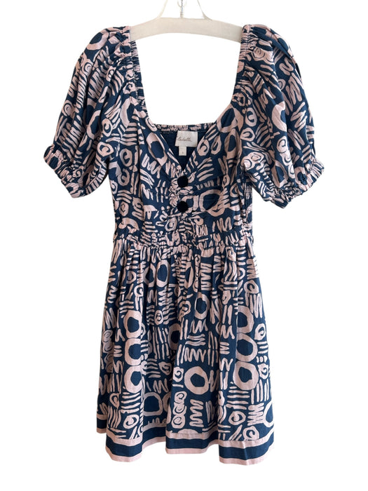 Cleobella Size S Blue & Purple Cotton Short Sleeve Off the Shoulder V Neck Dress Blue & Purple / S