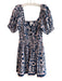 Cleobella Size S Blue & Purple Cotton Short Sleeve Off the Shoulder V Neck Dress Blue & Purple / S