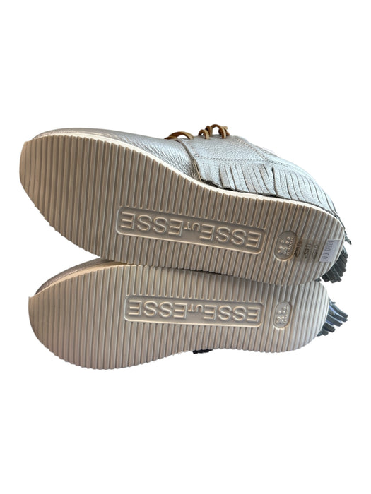 Esseutesse Shoe Size 37 Silver Leather Almond Toe Fringe Detail Sneaker Shoes Silver / 37
