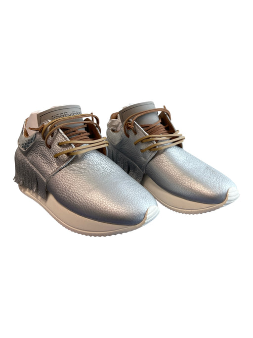 Esseutesse Shoe Size 37 Silver Leather Almond Toe Fringe Detail Sneaker Shoes Silver / 37