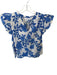 Sugarlips Size M Blue & White V Neck Ruffle Sleeve Detail Floral Top Blue & White / M