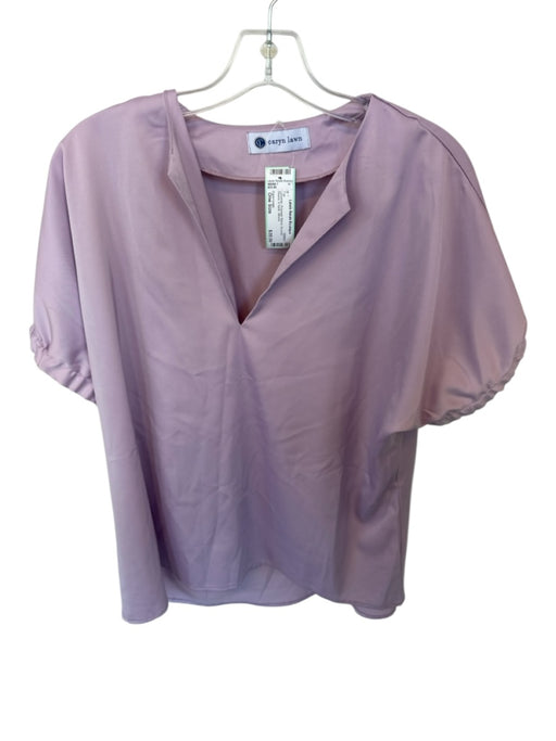 Caryn Lawn Size One Size Lavender Polyester Blend Scrunch Sleeve V Neck Top Lavender / One Size