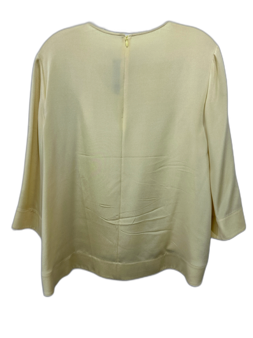 St. John Size M Butter Yellow Silk Blend 3/4 Sleeve Asymmetric Fold Detail Top Butter Yellow / M
