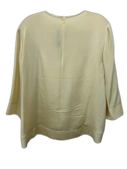 St. John Size M Butter Yellow Silk Blend 3/4 Sleeve Asymmetric Fold Detail Top Butter Yellow / M