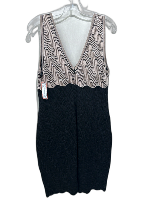 St. John Size 8 Black & Beige Wool Blend Sleeveless Double V Color Block Dress Black & Beige / 8